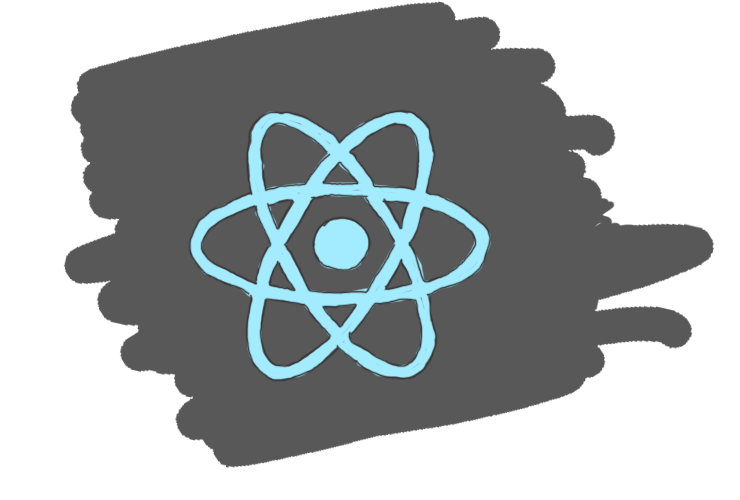 An illustration of the ReactJS logo, which is a blue atom on top of a black background